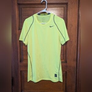 Nike Pro DRI-FIT Fitted Florescent Yellow Tee